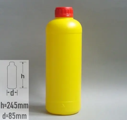 Sticla plastic 1 litru (1000ml) culoare galben cu capac cu autosigilare rosu